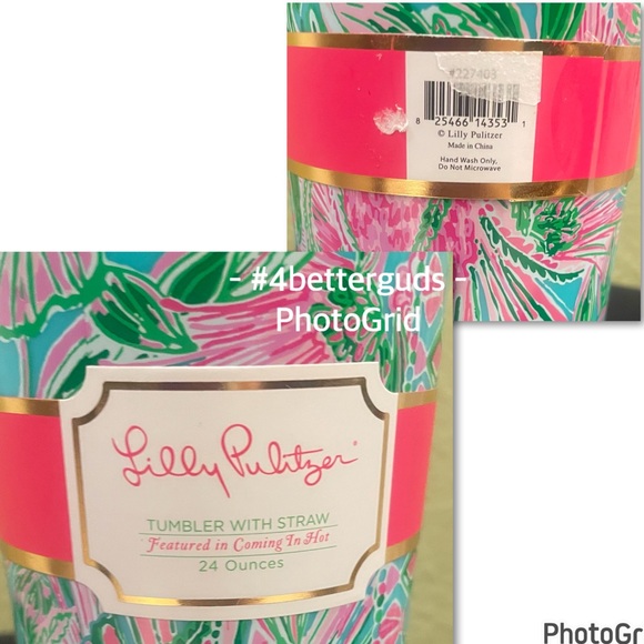 New Lilly Pulitzer Insulated 24oz Tumbler With Straw Featured in Coming In Hot - Picture 2 of 16